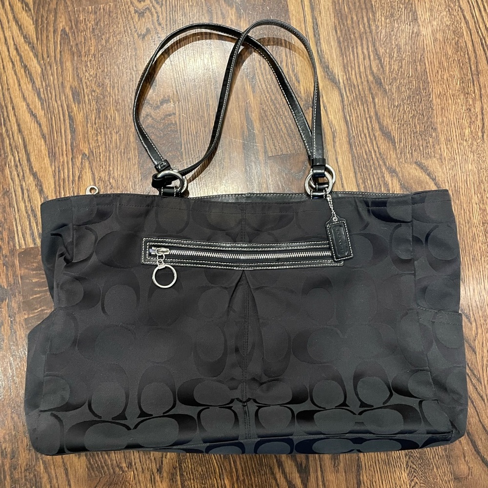 Large black Coach tote bag